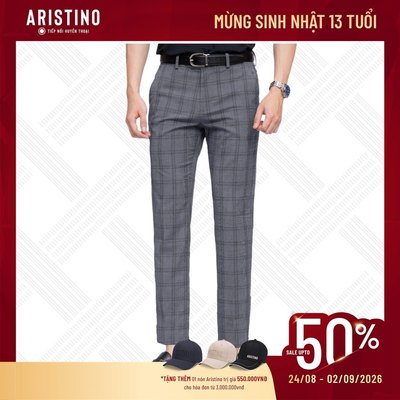 Quần âu nam ARISTINO màu xám kẻ dobby tinh tế, lịch lãm ATR02103