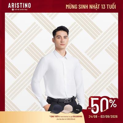 Áo sơ mi nam trắng dài tay ARISTINO BUSINESS slim fit Polyester cao cấp 1LS05503