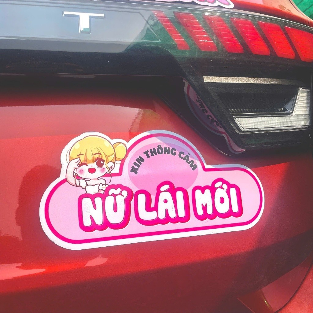 DECAL nam châm NỮ LÁI MỚI siêu đáng yêu dành cho các xế nữ xinh gái (8350)