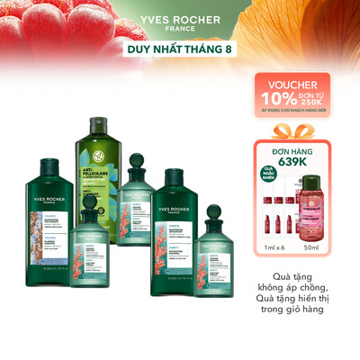 Combo dầu gội và giấm xả thanh lọc da đầu Yves Rocher 300mlx150ml