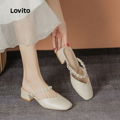 Lovito Giày Cao Gót Công Sở Hàn Quốc Đính Ngọc Trai Thanh Lịch Dành Cho Nữ LFA109100
