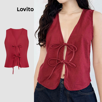 Lovito Áo Kiểu Dáng Thường Ngày Áo Tank Top Mùa Hè Buộc Dây Dành Cho Nữ L112ED539