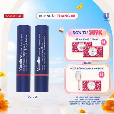 Combo 02 Son dưỡng môi Vaseline Colour+Care Mellow Rose & Kissing Red 3g