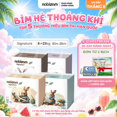 Tã/Bỉm Đêm NABIZAM Signature Nội Địa Hàn, Mềm Mại, Siêu Thấm Hút Size L30/XL26/2XL22/3XL20 Cho Bé 8-25k