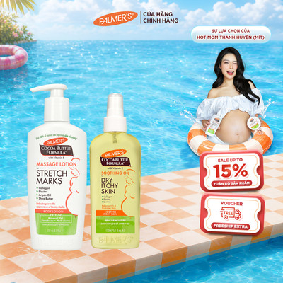 [Chính hãng] COMBO Ngừa rạn và Giảm khô ngứa đầu thai kỳ Palmer's (Lotion 250ml và Dầu dưỡng 150ml)