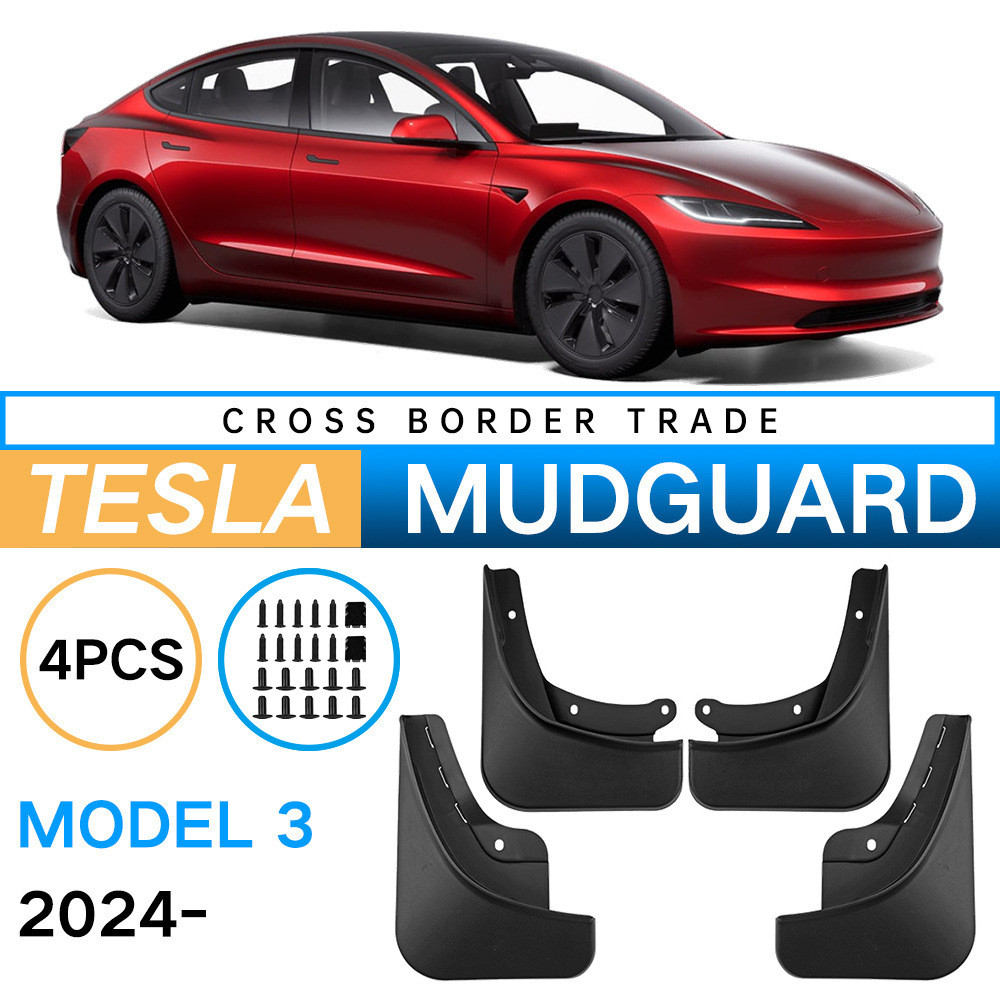 FENDER Nắp Bùn Mềm Cho Tesla Model 3 2024, Bảo Vệ Bắn Linh Hoạt, Bảo Vệ Chắn Bùn Lốp, Bảo Vệ Bùn Tươ