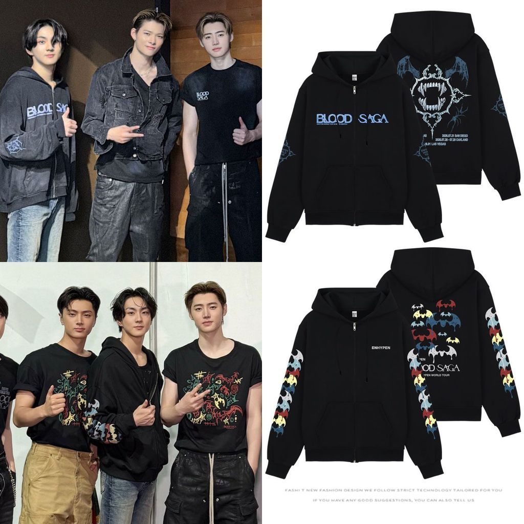 Kpop ENHYPEN 2026 Blood Saga Áo Hoodie nữ dạo phố
