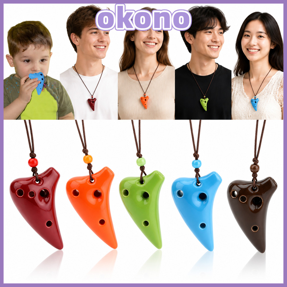 OKO Gốm Ocarina, Dây Treo Có Thể Chơi Được Bao Gồm Mặt Dây Chuyền Ocarina, Vòng Cổ Mini 6 Lỗ Ocarina