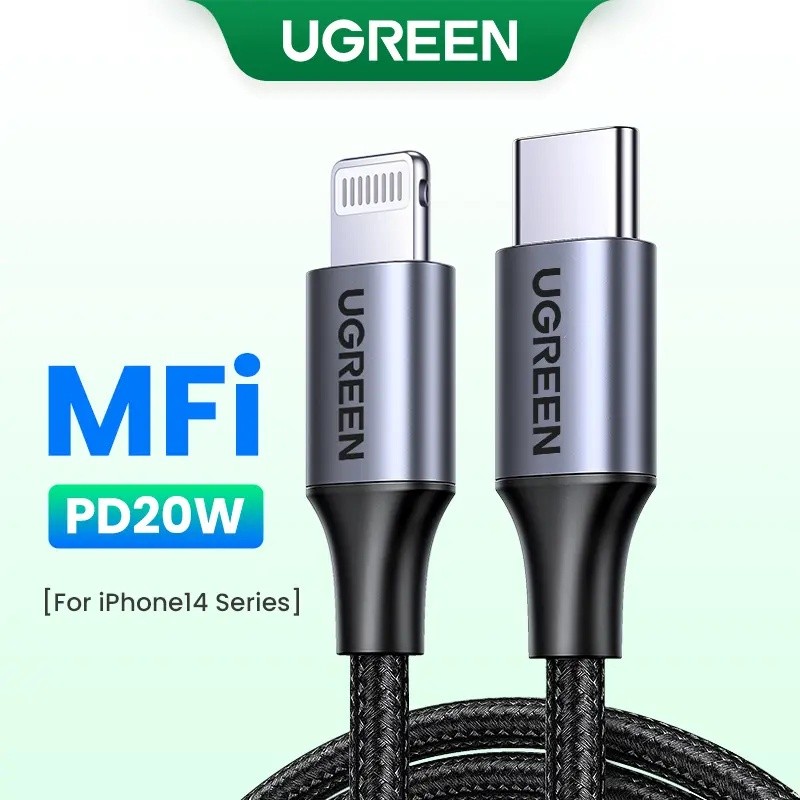 UGREENUSBCtoLightningCableMFi ❈ ❈ USBCtoLightningCablePD20W MFi ❈ ❈ ❈ ❈ ❈ 14 / 13 / 12, Mã hàng: 607