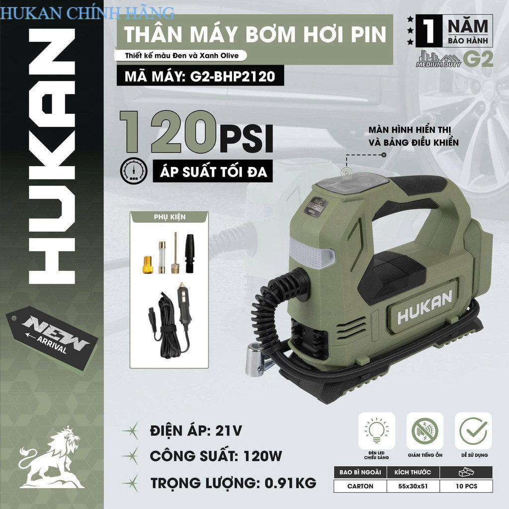 Thân máy bơm lốp xe ô tô cao cấp Hukan Gen 2-2120 BH 1 năm chính hãng BB HUKAN CHÍNH HÃNG