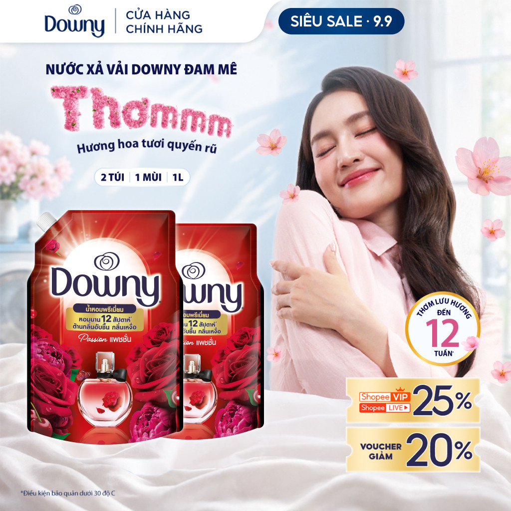 [Downy] Combo 2 Nước Xả Downy Đam Mê Túi 1L