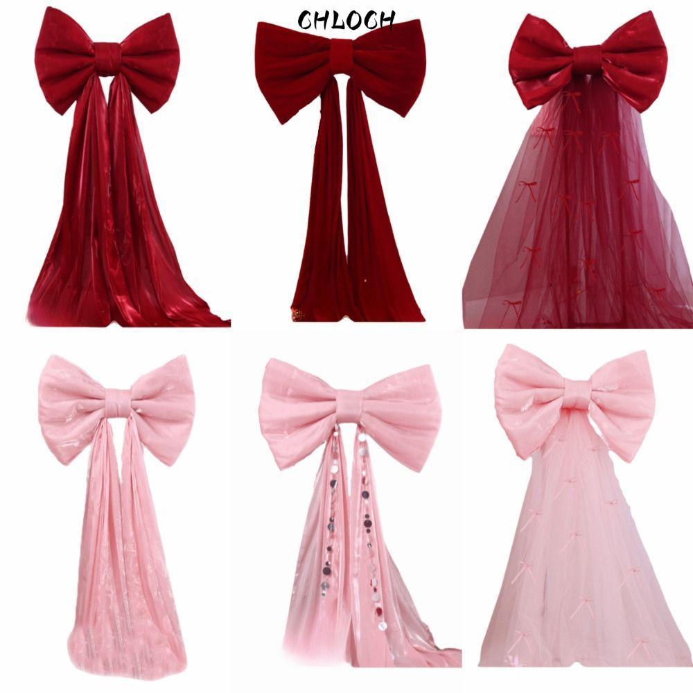 CHLOCH Nơ Trang Trí Tường, Wine Red B Pink Iridescent Giant Bow Wall Backdrop, Trang Trí Hoàn Hảo Th