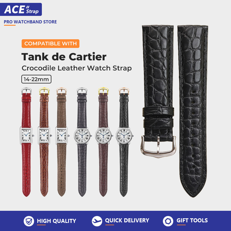 Cá sấu & Tương thích với CARTIER Tank London Clé de Cartier Dây đeo đồng hồ da nam nữ