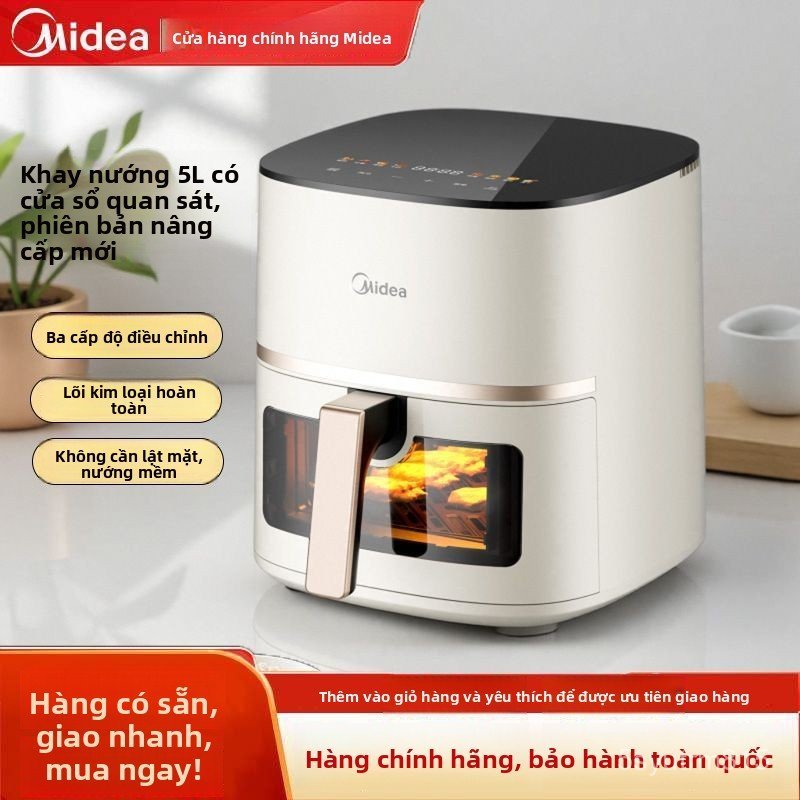 Nồi chiên không dầu Midea khỏi lật thông minh dung tích lớn cửa sổ hơi nước không dầu mới