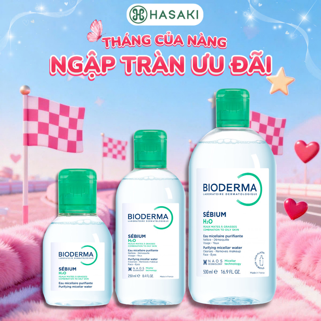 [DAILY] Nước Tẩy Trang Bioderma Dành Cho Da Dầu & Hỗn Hợp Sébium H2O Hasaki chính hãng