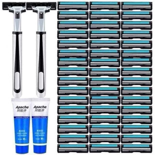 Sét Dao Cạo Râu 72 Lưỡi + 2 cán Dao Tặng 2 Lọ Gel Làm Mềm Râu và Hộp Nhựa Đựng Cán