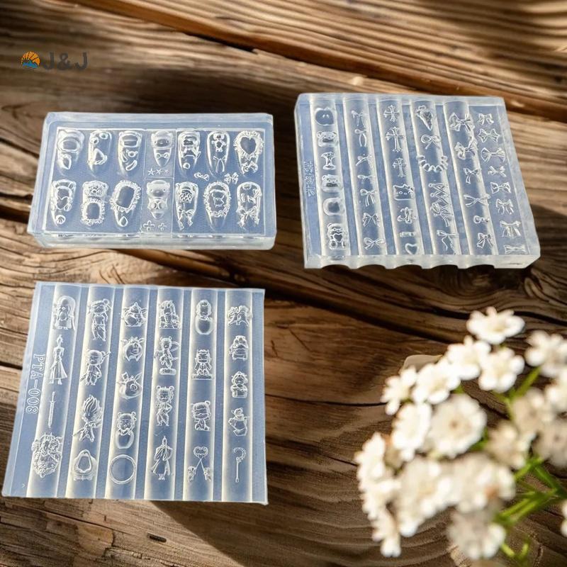 [J & J] 1 Cái Khuôn Làm Móng Tay Trung Quốc-Chic Animation Nut Bear Nail Art Mẫu 3D Silicone Relief 