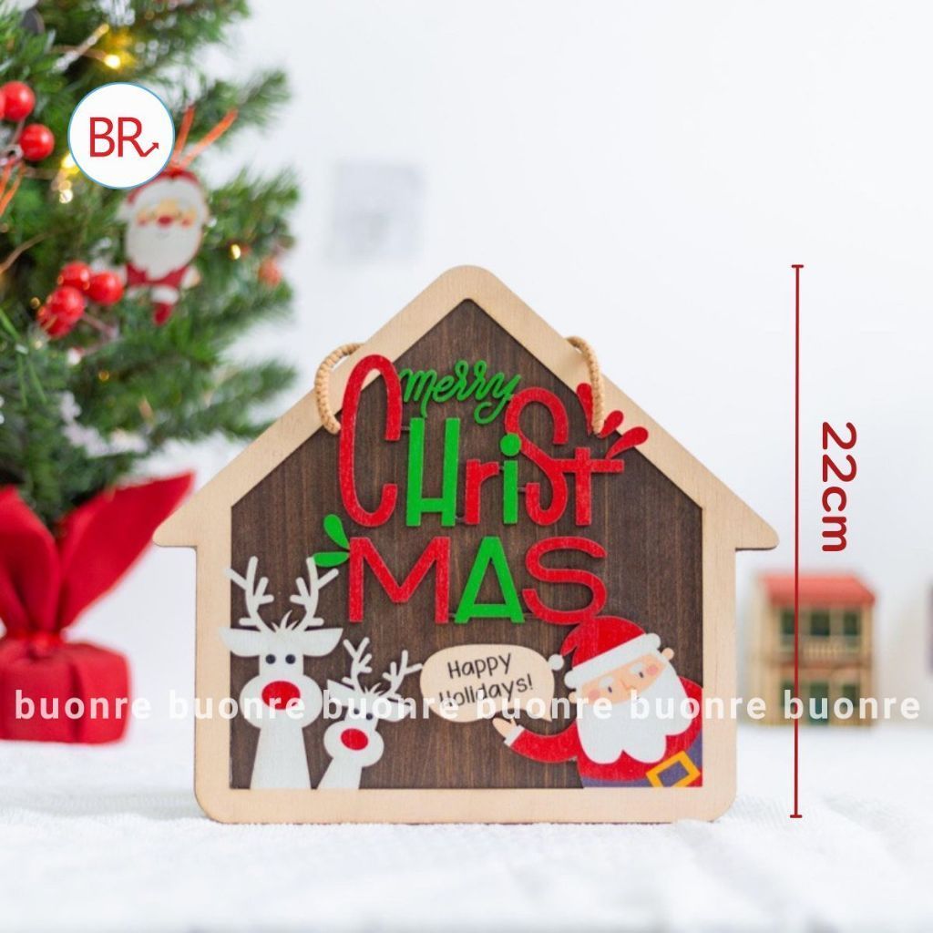 Bảng gỗ Trang Trí Noel-Vòng Nguyệt Quế Noel Treo Cửa Trang Trí Nhà Cửa, Decor Cây Thông,Phụ Kiện Giá