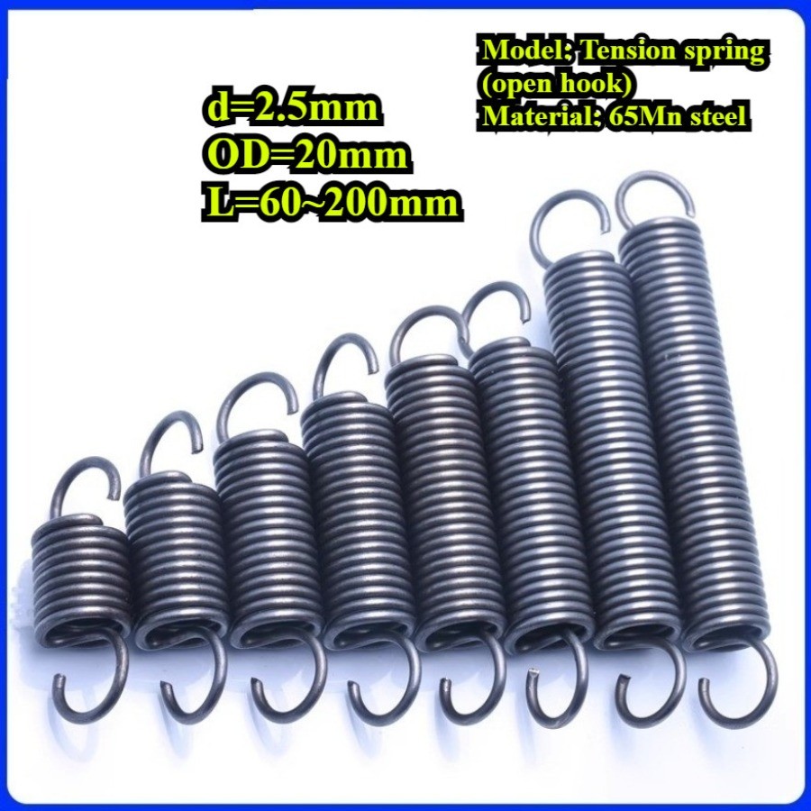 Lò xo căng / lò xo d = 2,5mm, OD20mm, L = 60 ~ 200mm lò xo căng thẳng có móc, áp dụng cho cửa nhà để