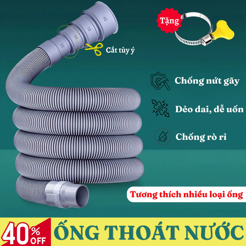 Ống Thoát Nước Máy Giặt MCM Home Dài 1M 1.5M 2M 3M Nhựa EVA Dày Dặn Chống Gập