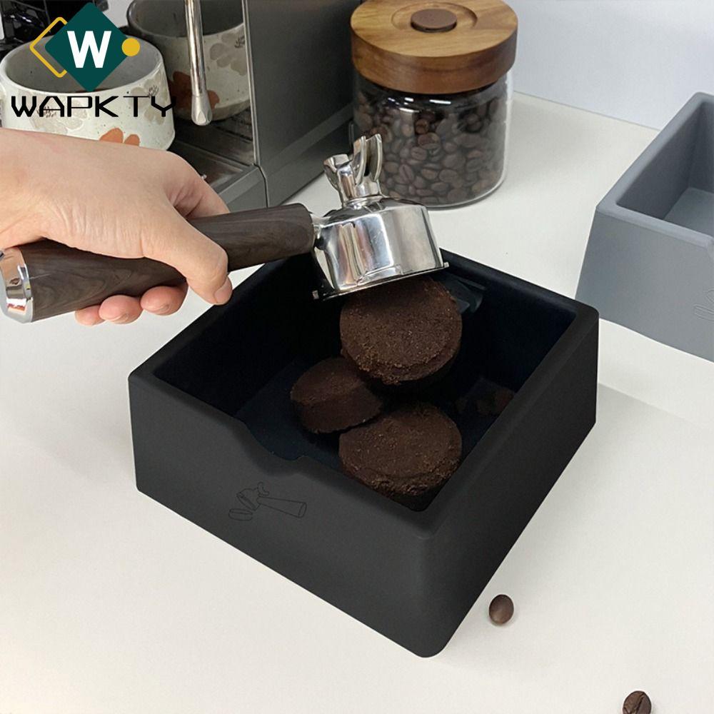 WAPKTY Espresso Knock Box, Tamping and Knock Out Silicone Coffee Grounds Bin, Đế Chống Trơn Trượt Bề