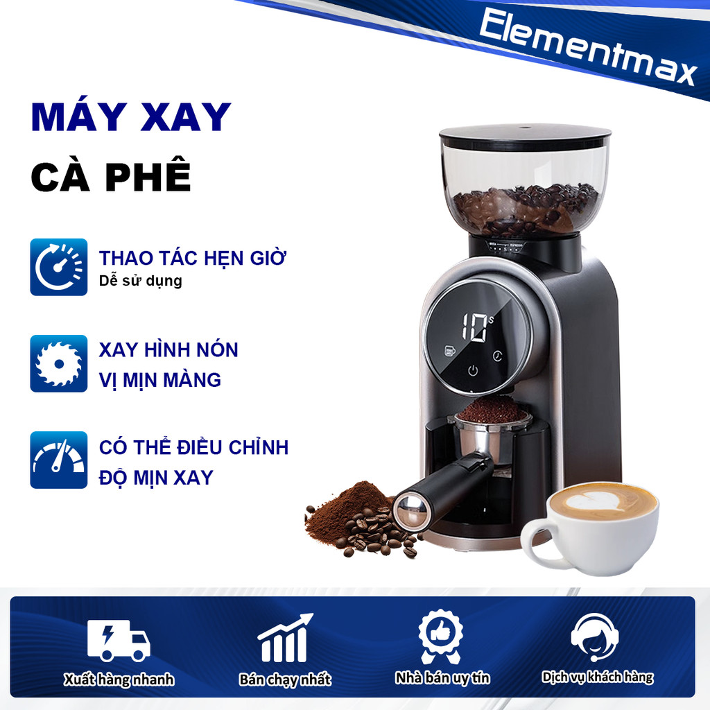 Máy Xay Cà Phê Mẫu HB683 25 mức độ xay Màn hình hiển thị LCD Phù hợp với tay cầm 51/53mm Dùng cho gi