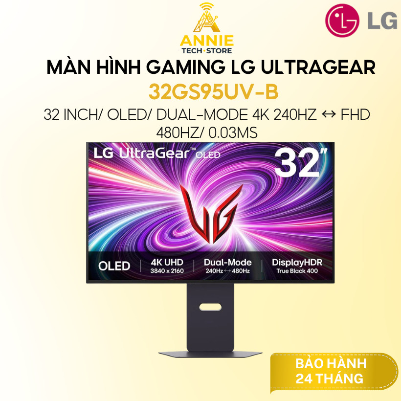 Màn hình Gaming LG UltraGear 32GS95UV-B (32 inch/ OLED/ Dual-Mode 4K 240Hz ↔ FHD 480Hz/ 0.03ms)