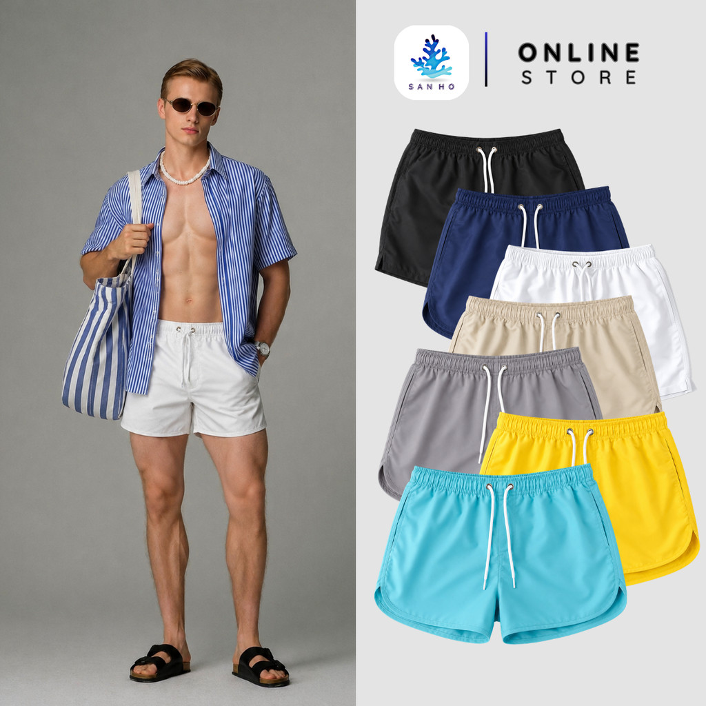 QUẦN BƠI NAM SHORT NGẮN BASIC TRƠN MÀU | H23