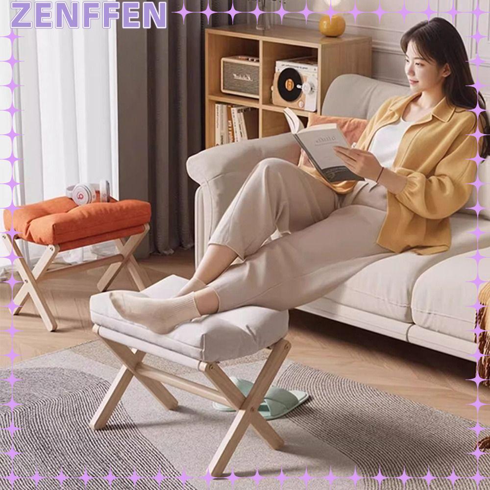 ZENFFEN Soft Footrest, Solid Wood Soft Velvet Foottool, Morden Removable Cover Sofa Vải Có Thể Giặt 