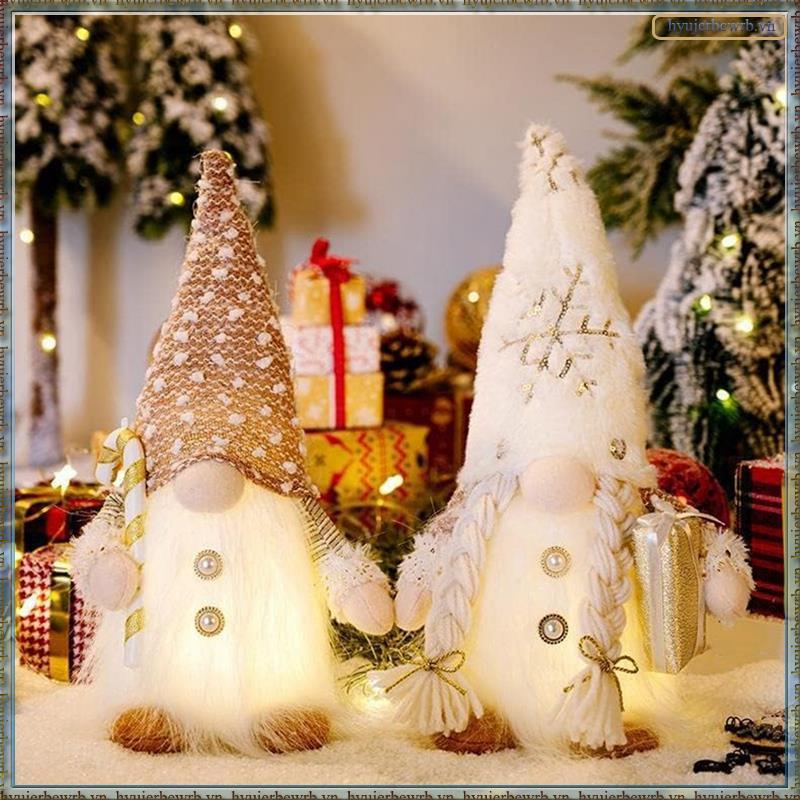 Bộ 2 Gnomes Giáng Sinh, Tượng Gnomes Giáng Sinh Bật Sáng Đồ Trang Trí Giáng Sinh Sang Trọng - Gnomes