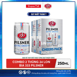 Nồng độ cồn 4.3% - Combo 2 Thùng 24 Bia 333 Pilsner 250ml