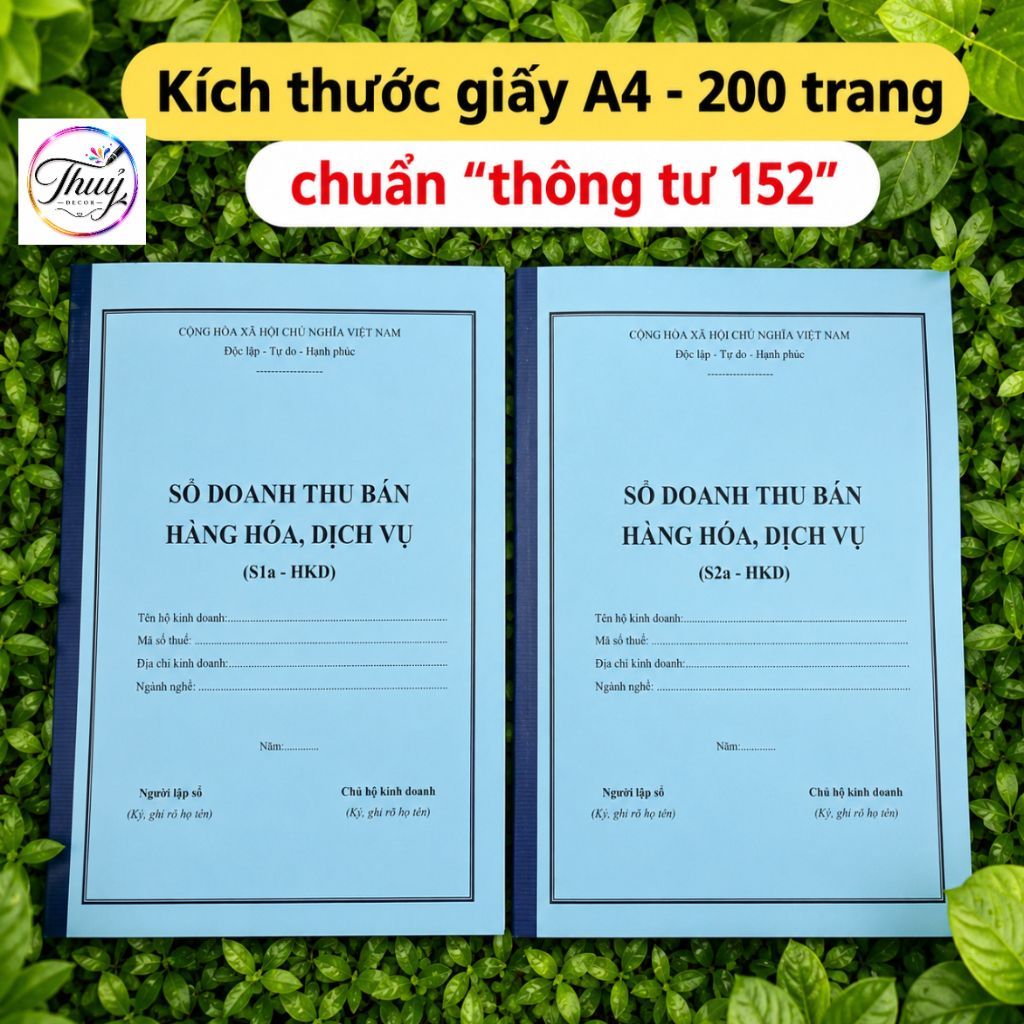 S1A + S2A (Chuẩn thông tư 152) 100 trang A4, dày 0,8mm (loại dày nhất) cho hộ kinh doanh