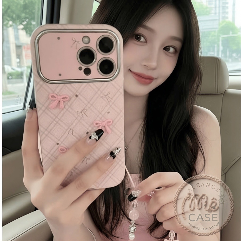 Combo Ốp Lưng IPHONE Caro Nơ Hồng - ỐP KITTY XINH XỈU :Vintage Pink Bow Plaid Case - mèo ú case