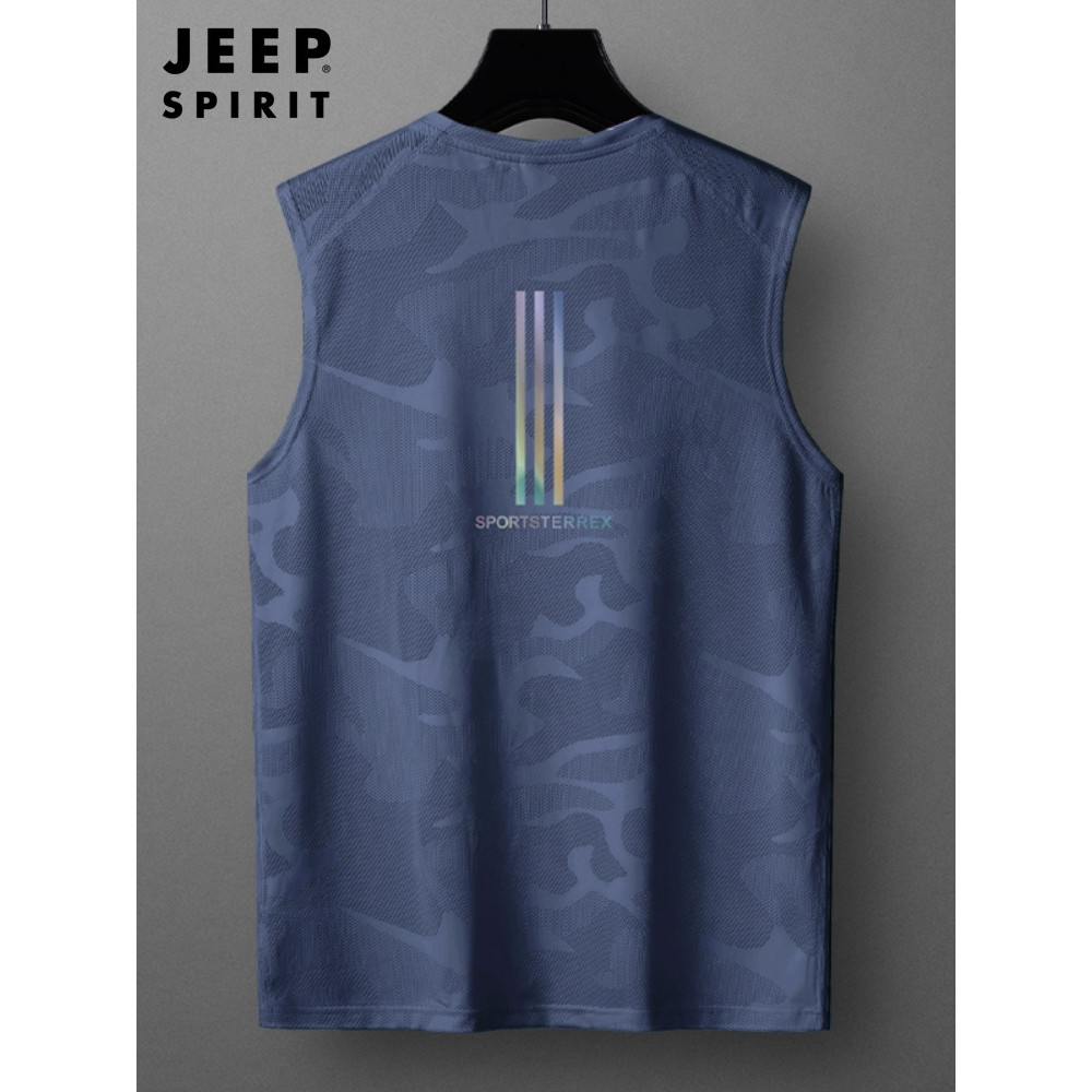 JEEP JEEP JEEP Áo Vest Vai Rộng Nam Mùa Hè Mỏng Phong Cách Băng Lụa Nhanh Khô Chạy Bộ Thể Dục Giải T