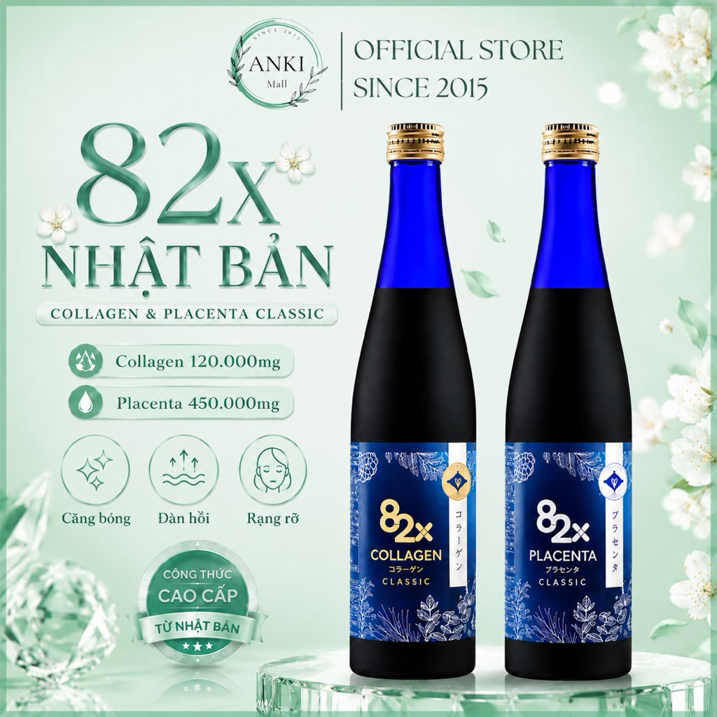 Bộ Đôi Nước Uống Đẹp Da Nhật Bản 82X Classic Collagen Và Placenta 500ml - Anki Mall