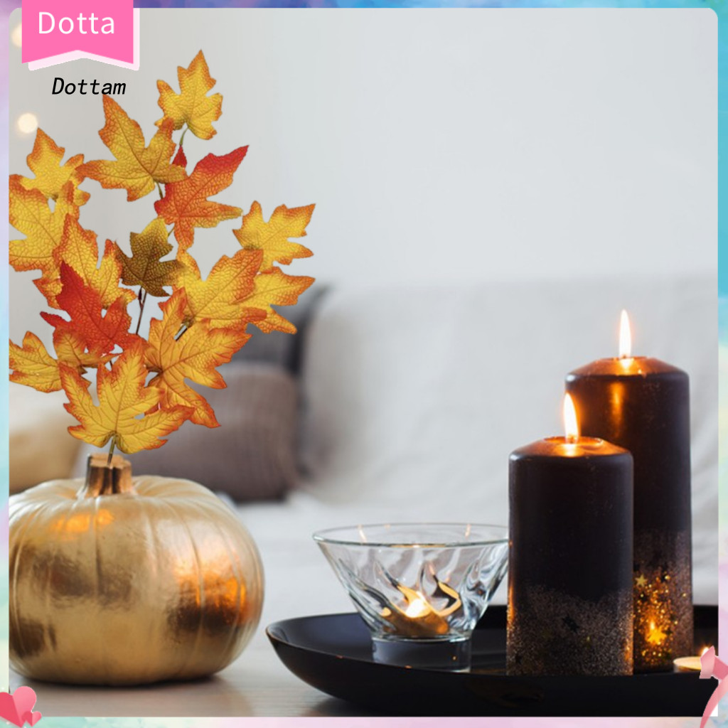 Dottam| 3 Nĩa Nhân Tạo Lá Phong Không Phai Màu Trang Trí Tươi Giữ Thu Hoạch Halloween Giả Lá Phong K