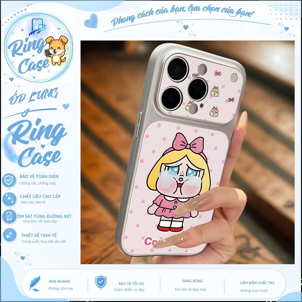 [ CH116] Giá đỡ gương kèm ốp điện thoại bọc da cho iPhone 17 16 15 14 13 12 11Pro Max Plus Xr màu hồ
