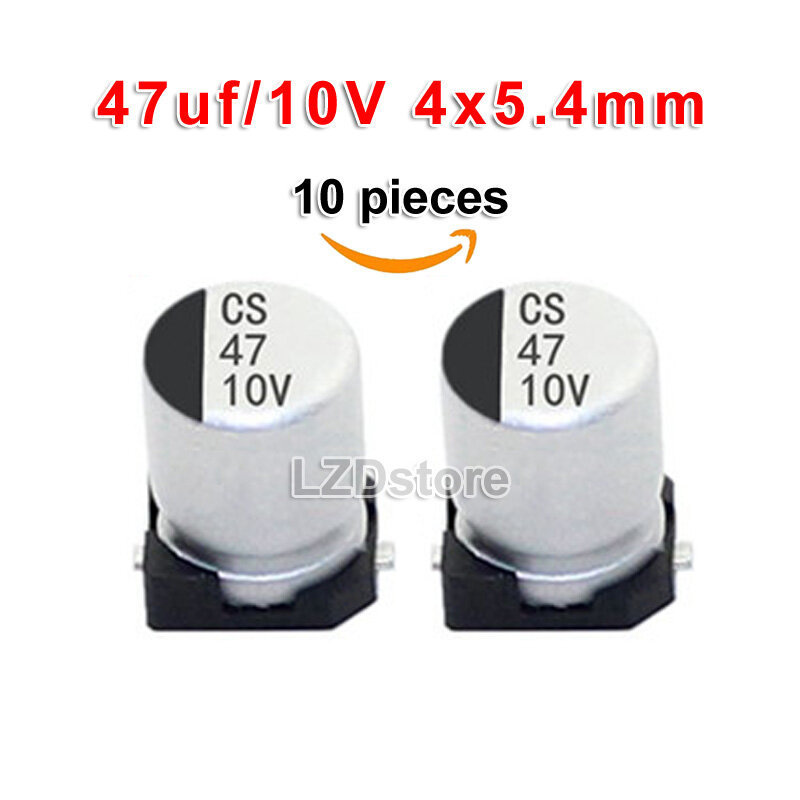 10 Chiếc SMD Nhôm Điện Phân Tụ 10V47UF 4 * 5.4mm 10V 47uF 4x5.4mm 47uF / 10V Mới