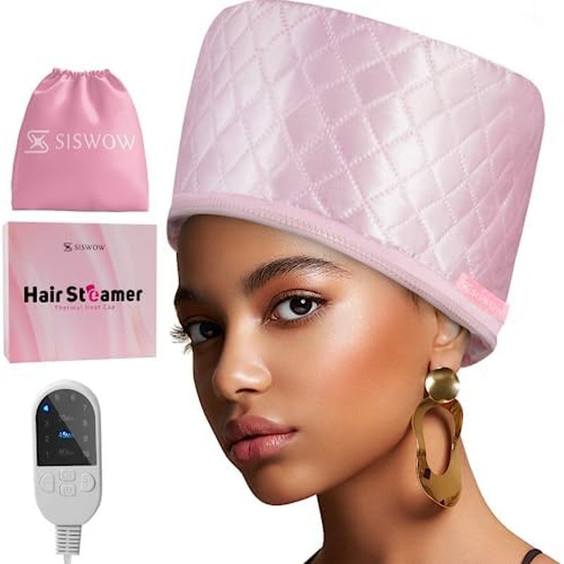 Hair Steamer for Natural Hair Home Use w/10-level Heats Up Quickly, Heat Cap for Deep Conditioning -