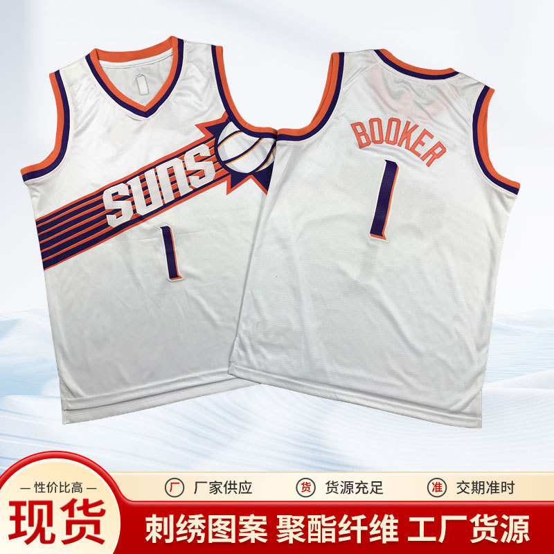 2024Áo đấu Suns trẻ em mới có bốn ngôi sao, Durant1No. 35Không. Áo bóng rổ ép nhiệt Booker 1 Ayton