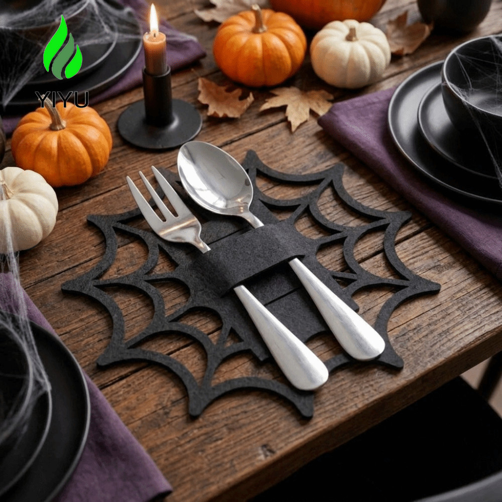 YIYU 12 Chiếc Túi Dao Kéo Dơi, Trang Trí Di Động Halloween Nhện Web Dao Kéo Bao, Thực Tế Đũa Tay Túi
