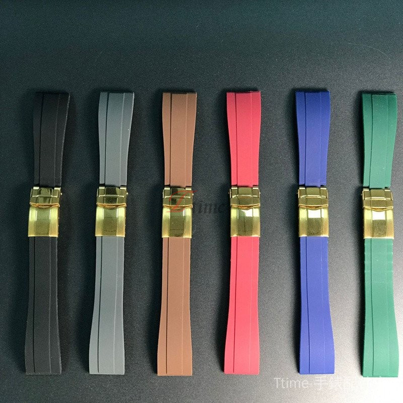 7/21✈Dây đeo cao su kiểu Rolex 20mm - Thay thế Oysterflex cao cấp cho Submariner / GMT (Bạc / Đen / 