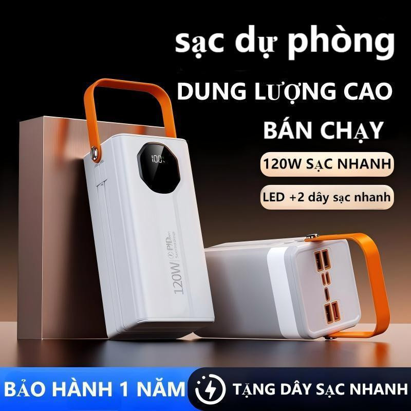 sạc dự phòng pin 50000mAh 80000mAh sạc nhanh pin 120W dung lượng lớn có sẵn nhiều dây sạc’