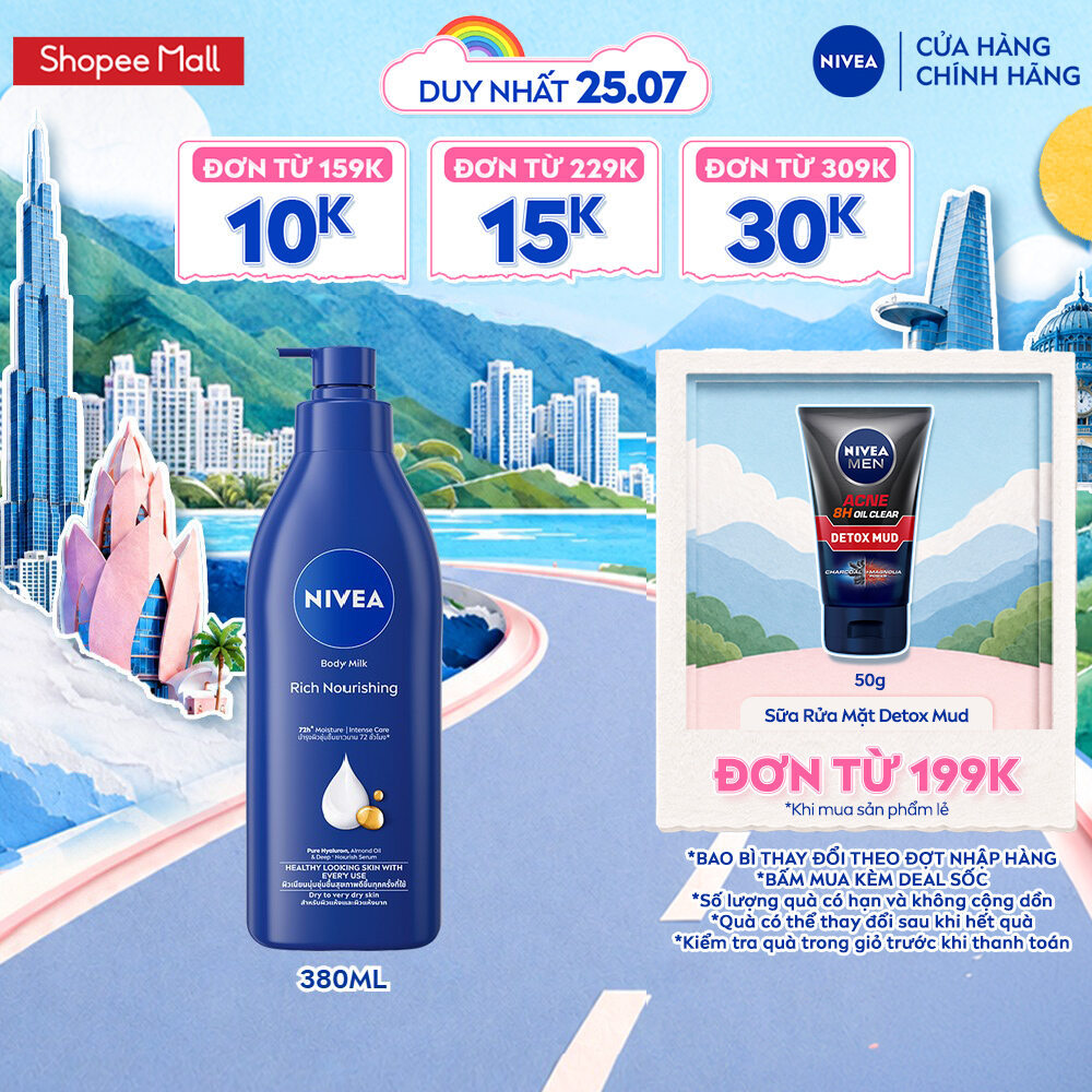 Sữa Dưỡng Thể NIVEA Body Milk Dưỡng Ẩm Chuyên Sâu 72H | Thấm Nhanh (350 ml) - 99569