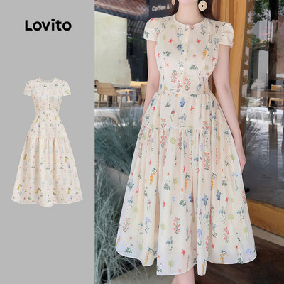 (thanh lịch) Lovito Váy Có Khóa Kéo Họa Tiết Xuân/Hè Cho Nữ L178LD2017