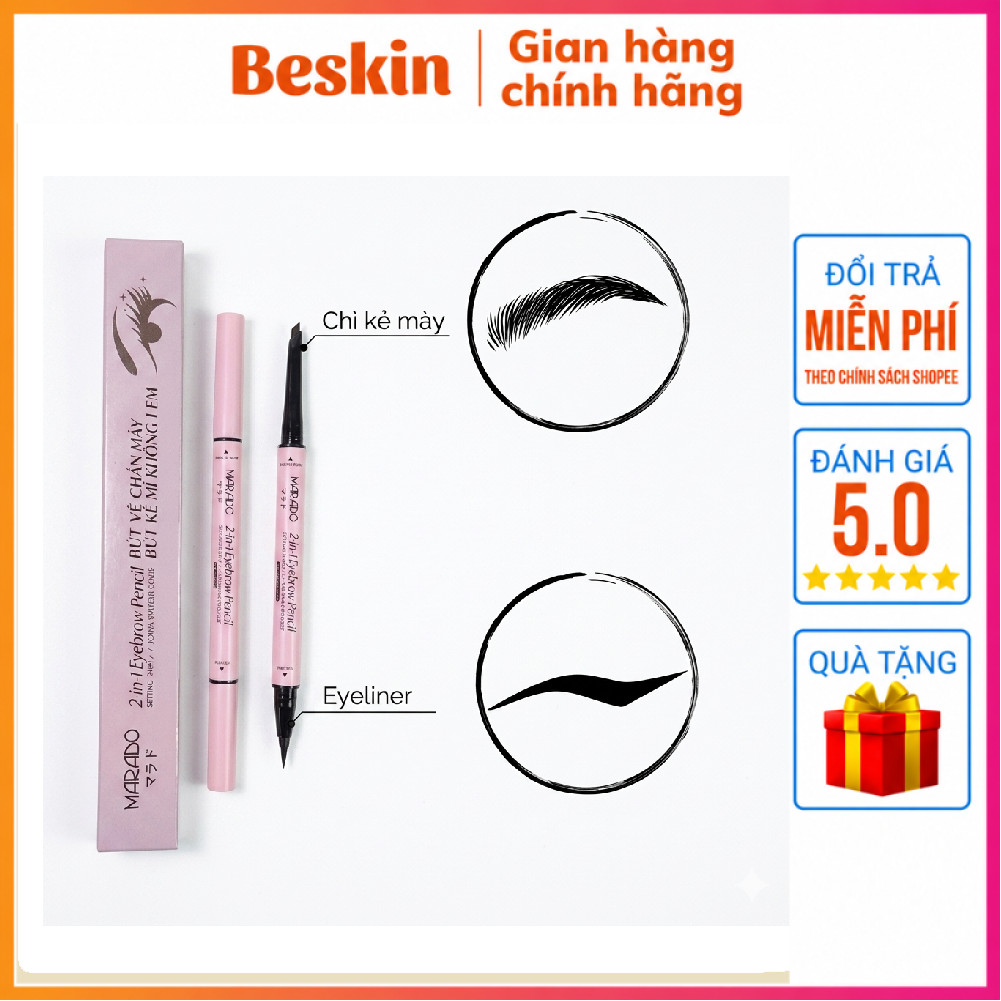 Bút vẽ mắt và chân mày 2 in 1 Marado