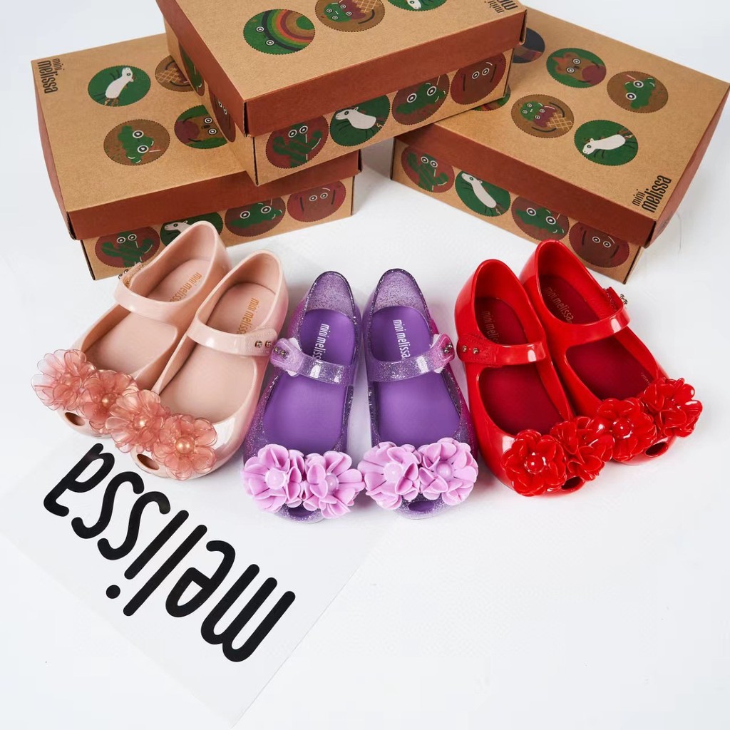 2024 Mei * sa Jelly Shoes meli * sa Flower Fish Mouth Sandals Camellia Princess Shoes Giày Bé Gái