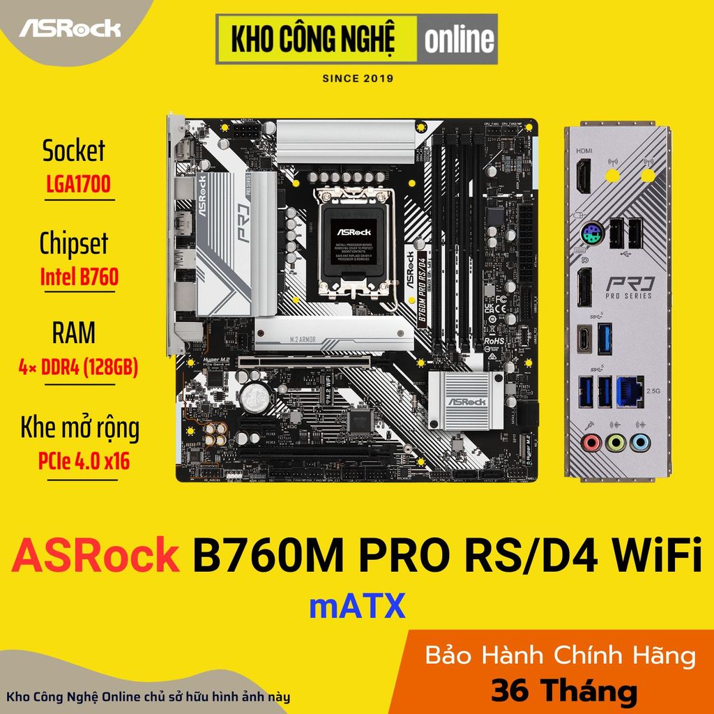 Mainboard ASROCK B760M PRO RS/D4 WiFi (Hàng chính hãng)