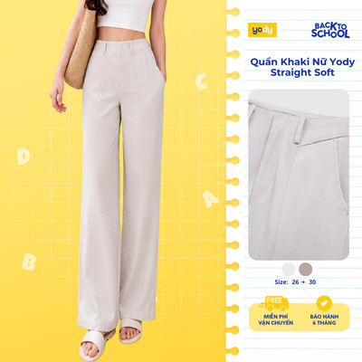 Quần Khaki Nữ Yody Straight Soft Cạp Chéo Ông Suông Nữ Cao Cấp, Co Giãn Nhẹ TRA WCCH26A005