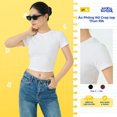 [BST The New T-Mate] Áo Phông Nữ Yody Crop top Thun Rib Năng động Mềm mại WCTS26S010